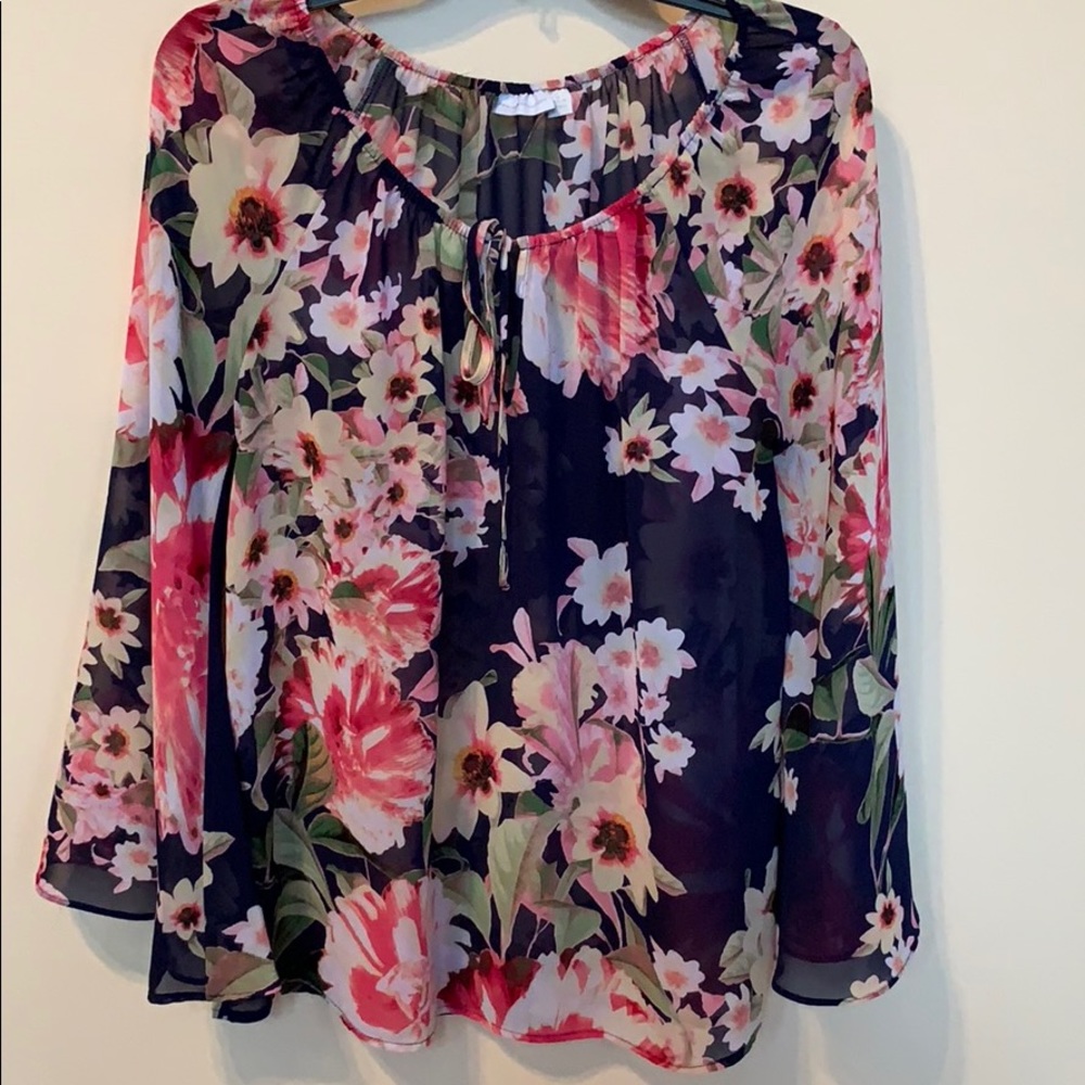 Navy Floral Blouse